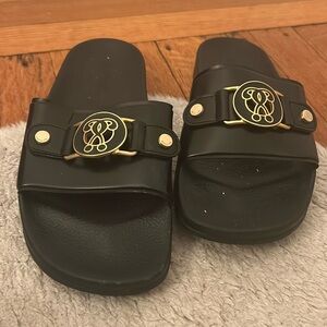 Size 42 Moschino Embossed Slides